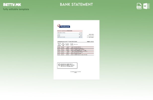 модерен стил Бугарија Поштенски банкарски извод шаблон ексел